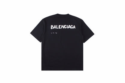 BALENCIAGA DISTRESSED LOGO T-SHIRT BLACK