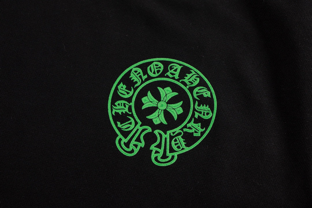 CHROME HEARTS GREEN HORSE SHOE LOGO SWEATSHIRT BLACK