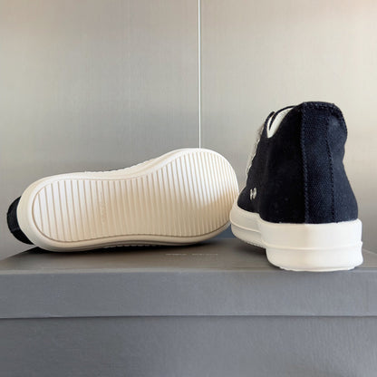 Rick Owens Black Canvas Low-Top Sneakers