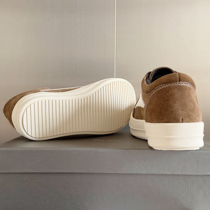 Rick Owens Brown Suede Low-Top Sneakers