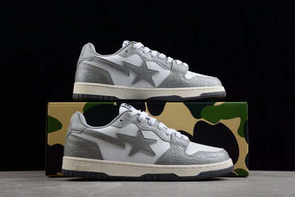 BAPE STA Low-Top Sneakers in White and Gray