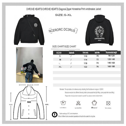 CHROME HEARTS ASYMMETRICAL ZIP HOODIE BLACK