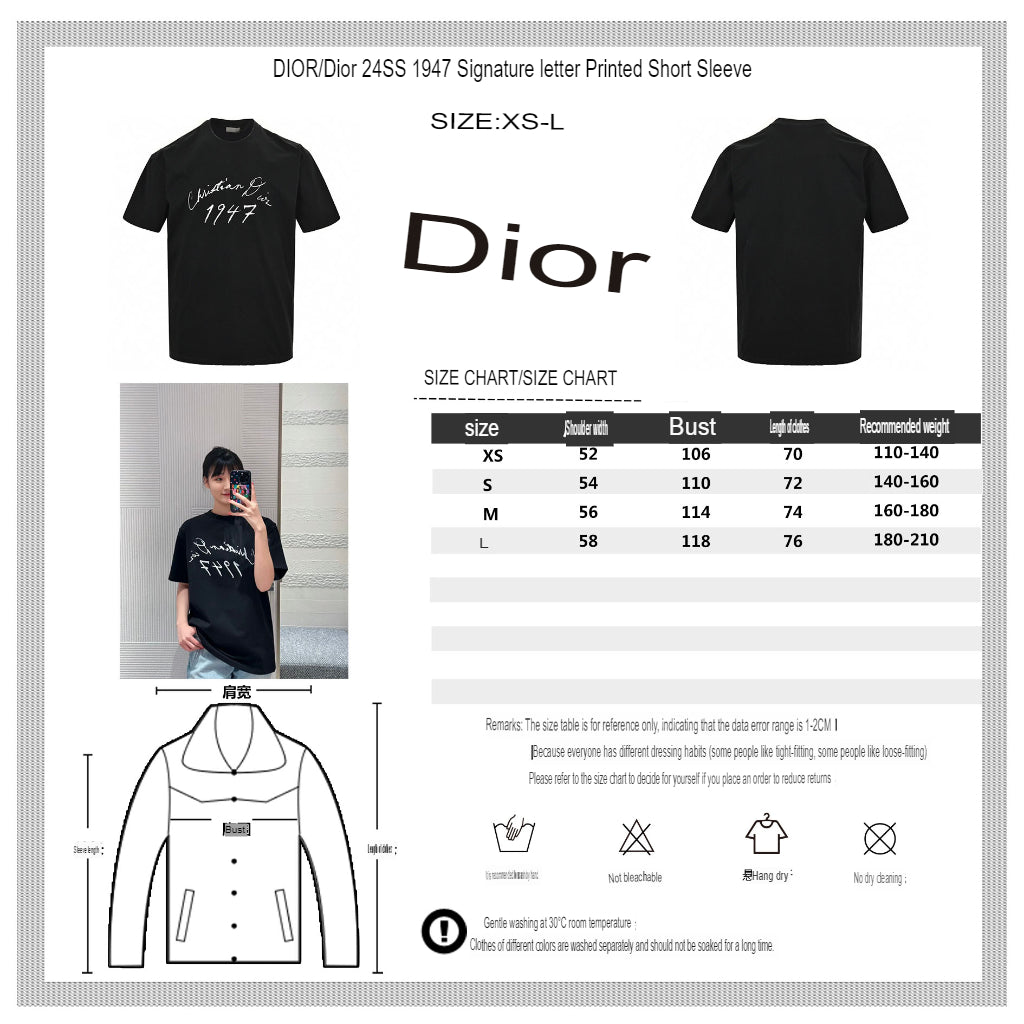 Dior 1947 Signature Black T-Shirt Primereps