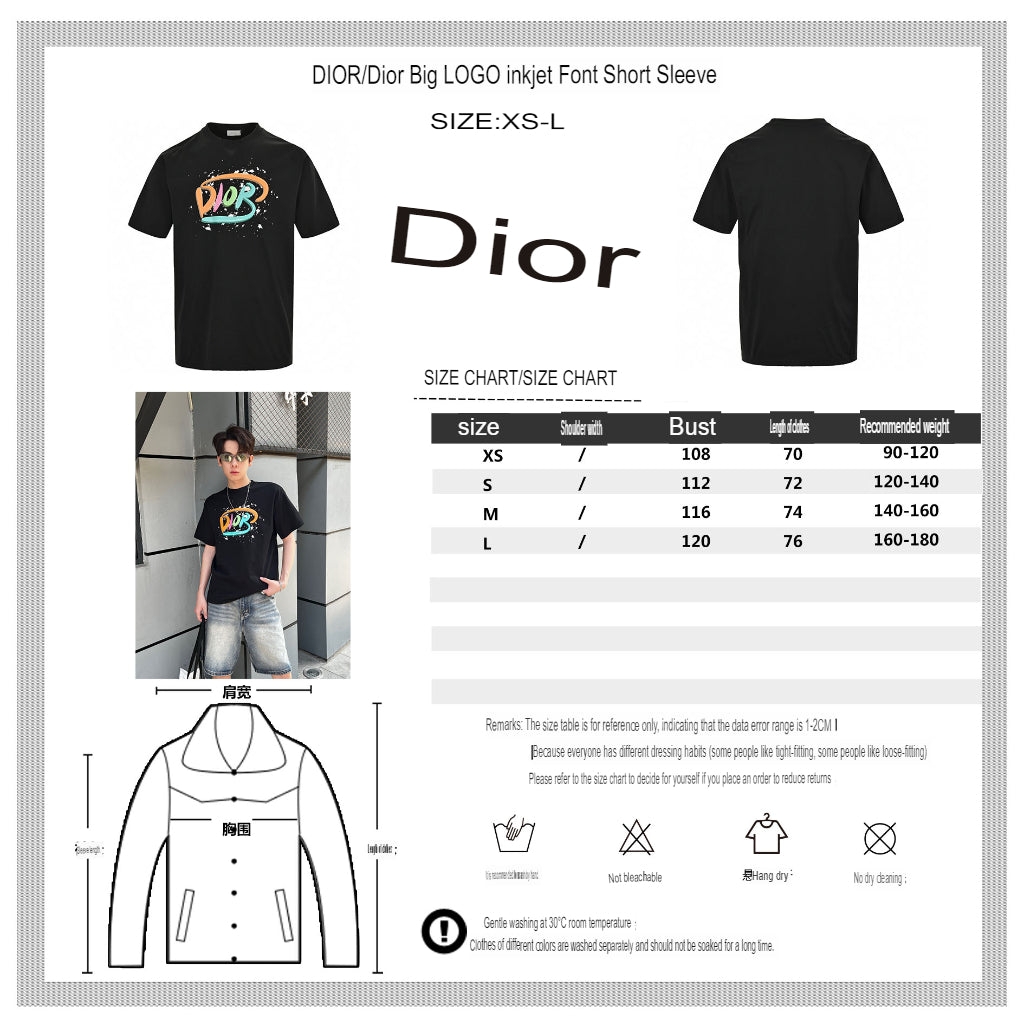 Dior Multicolor Logo Black T-Shirt