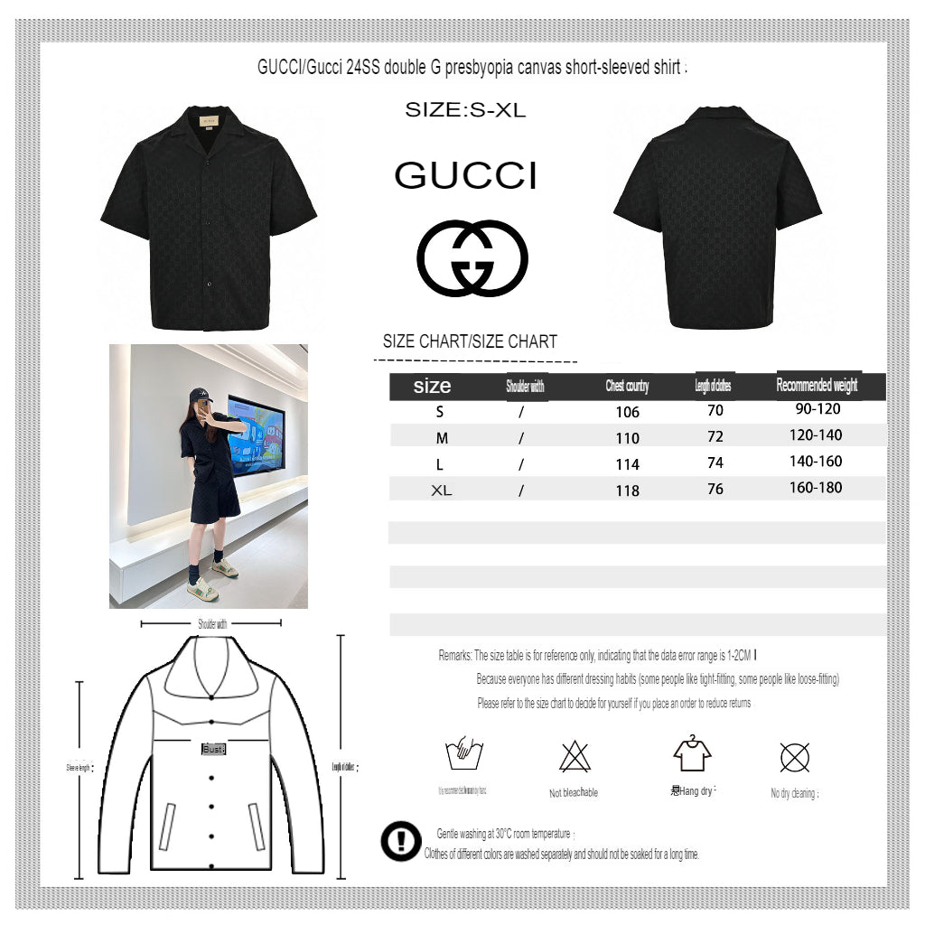 Gucci GG Monogram Black Short Sleeve Shirt