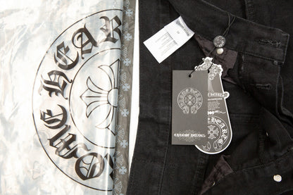 CHROME HEARTS BLACK CROSS PATCH JEANS BLACK