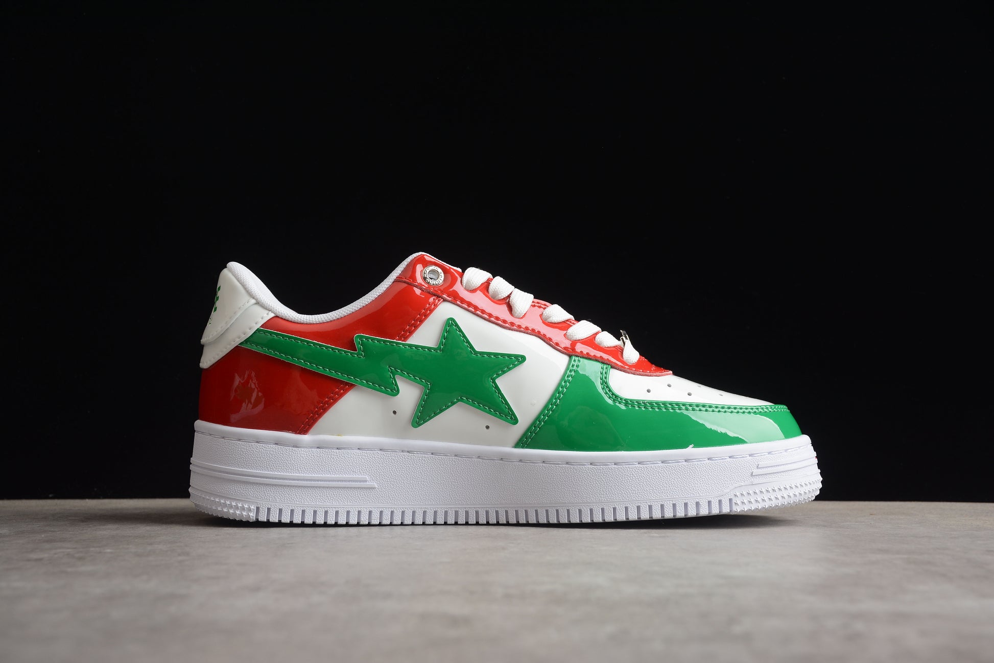 BAPE STA Low-Top Sneakers in Red, Green, and White