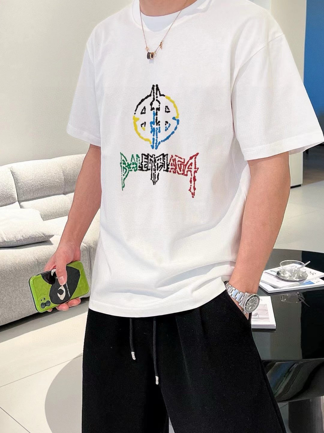 Balenciaga Multicolor Graphic Logo T-Shirt Primereps