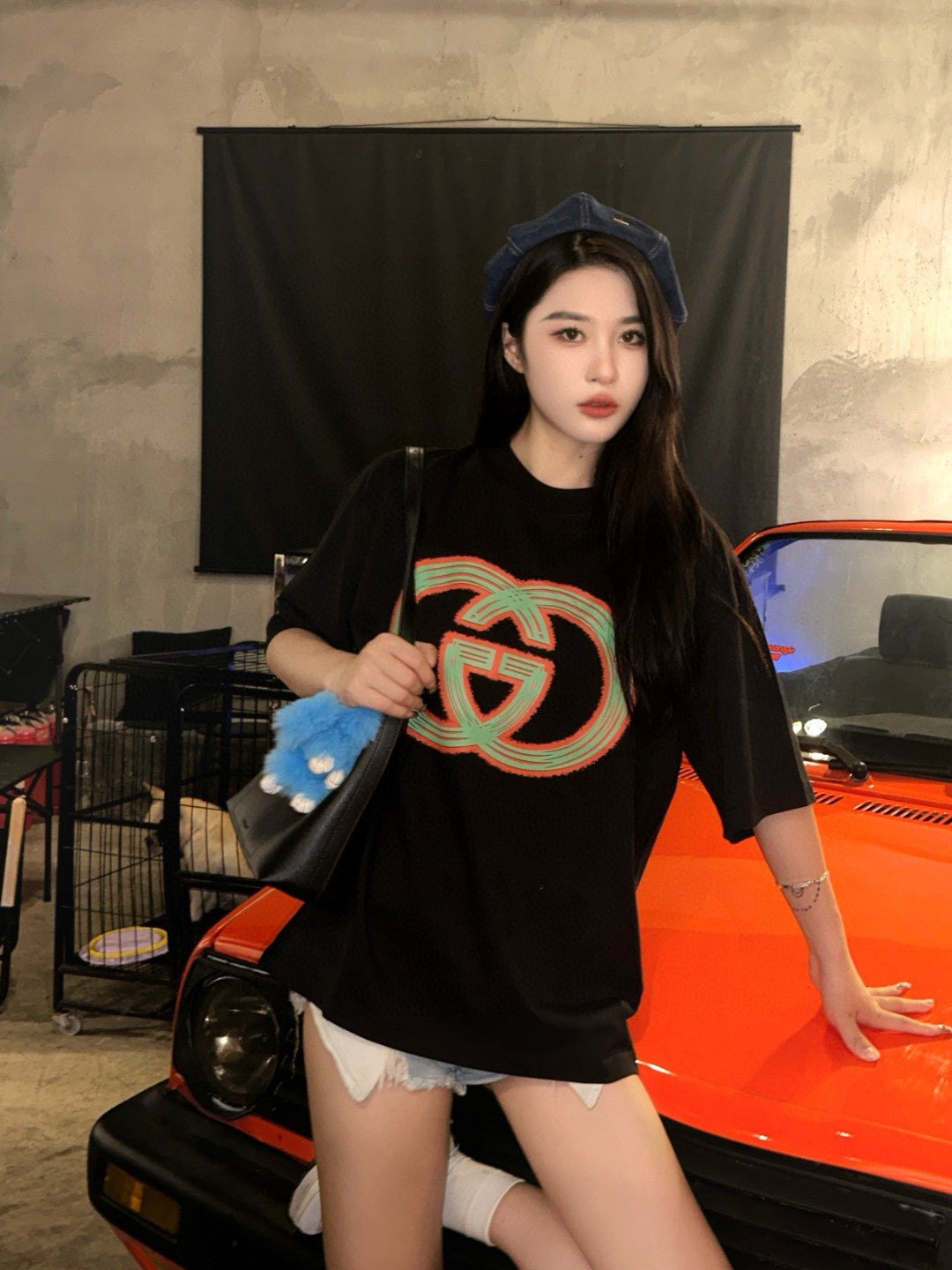 Gucci Multicolor Interlocking G Logo Black T-Shirt  primereps