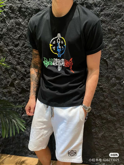 Balenciaga Multicolor Graphic Logo Black T-Shirt