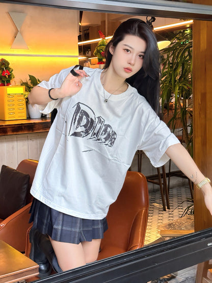 Dior White T-Shirt with Bold Logo