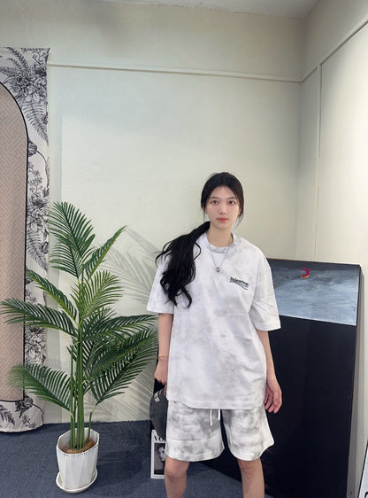 Balenciaga White Tie-Dye T-Shirt