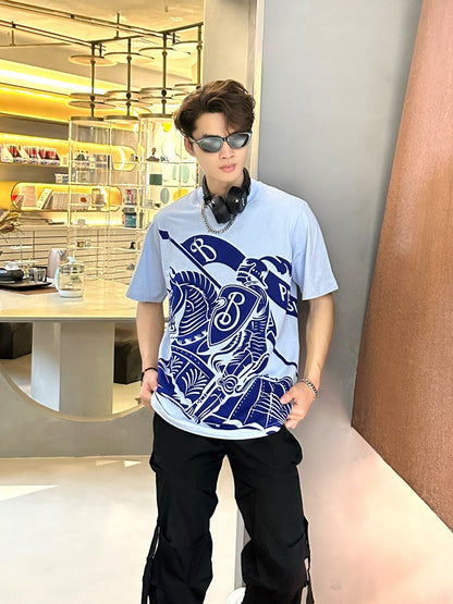 Burberry Knight Print T-Shirt (Light Blue)