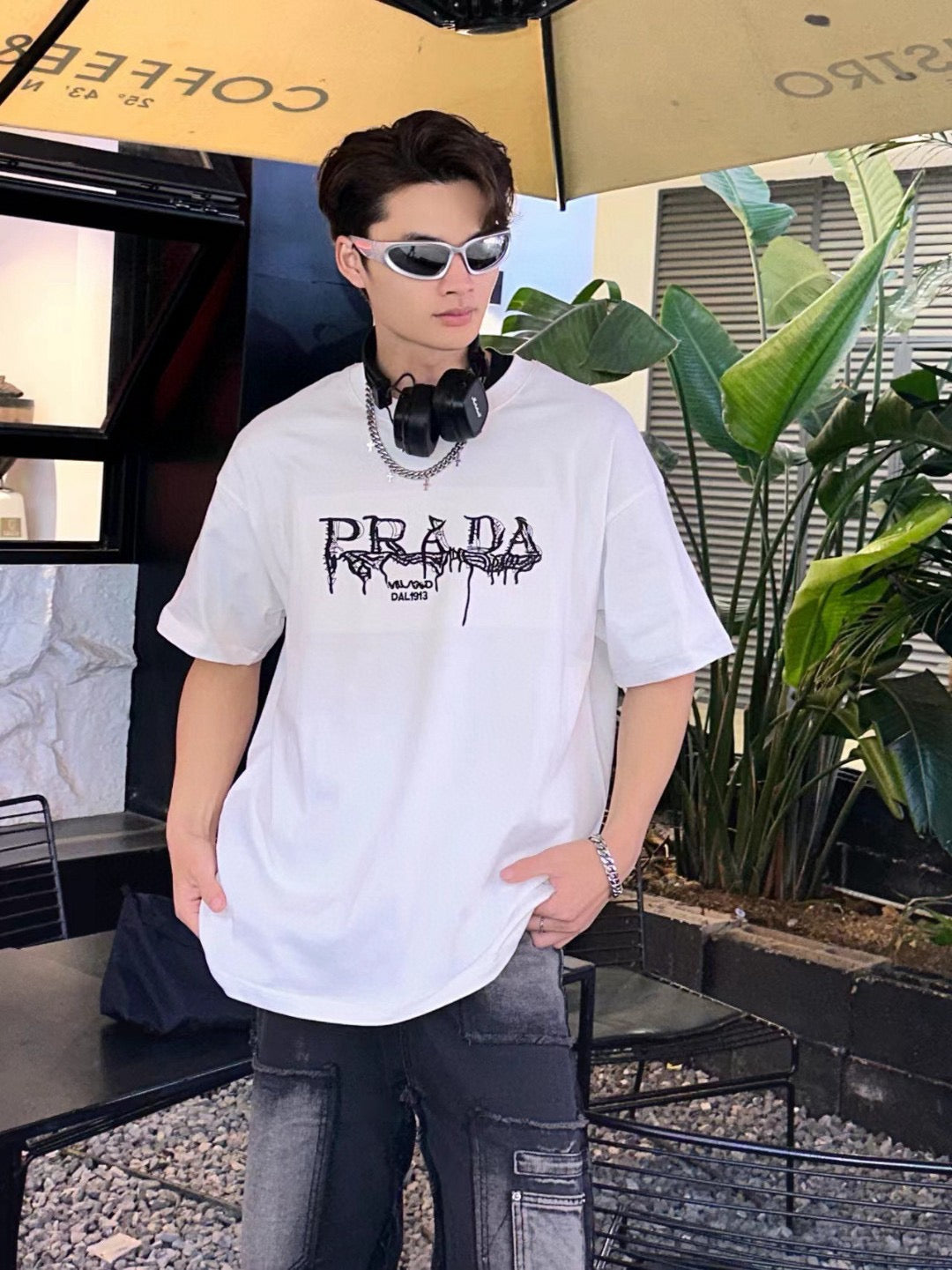 Prada Graphic Logo T-Shirt (White)