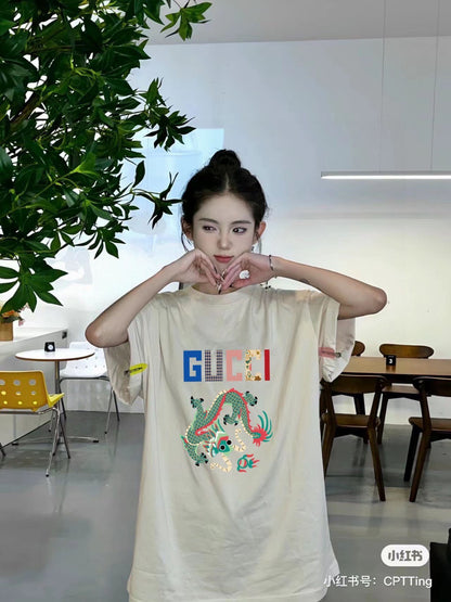 Gucci Dragon Graphic T-Shirt (Beige)