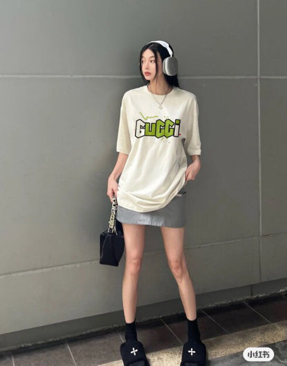 Gucci Lightning Bolt Logo T-Shirt in Cream