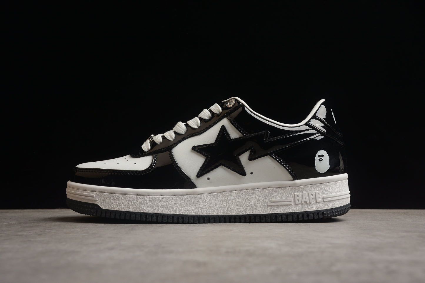 BAPE STA Low-Top Sneakers in Black and White