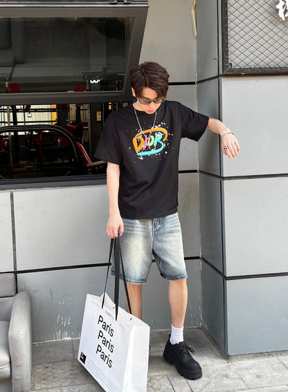 Dior Multicolor Logo Black T-Shirt