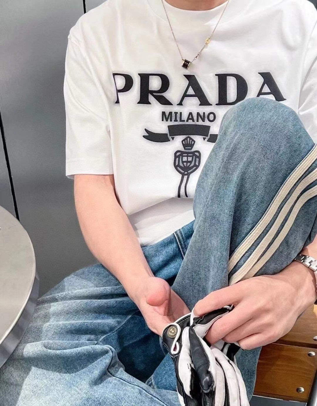 Prada Milano White Emblem T-Shirt