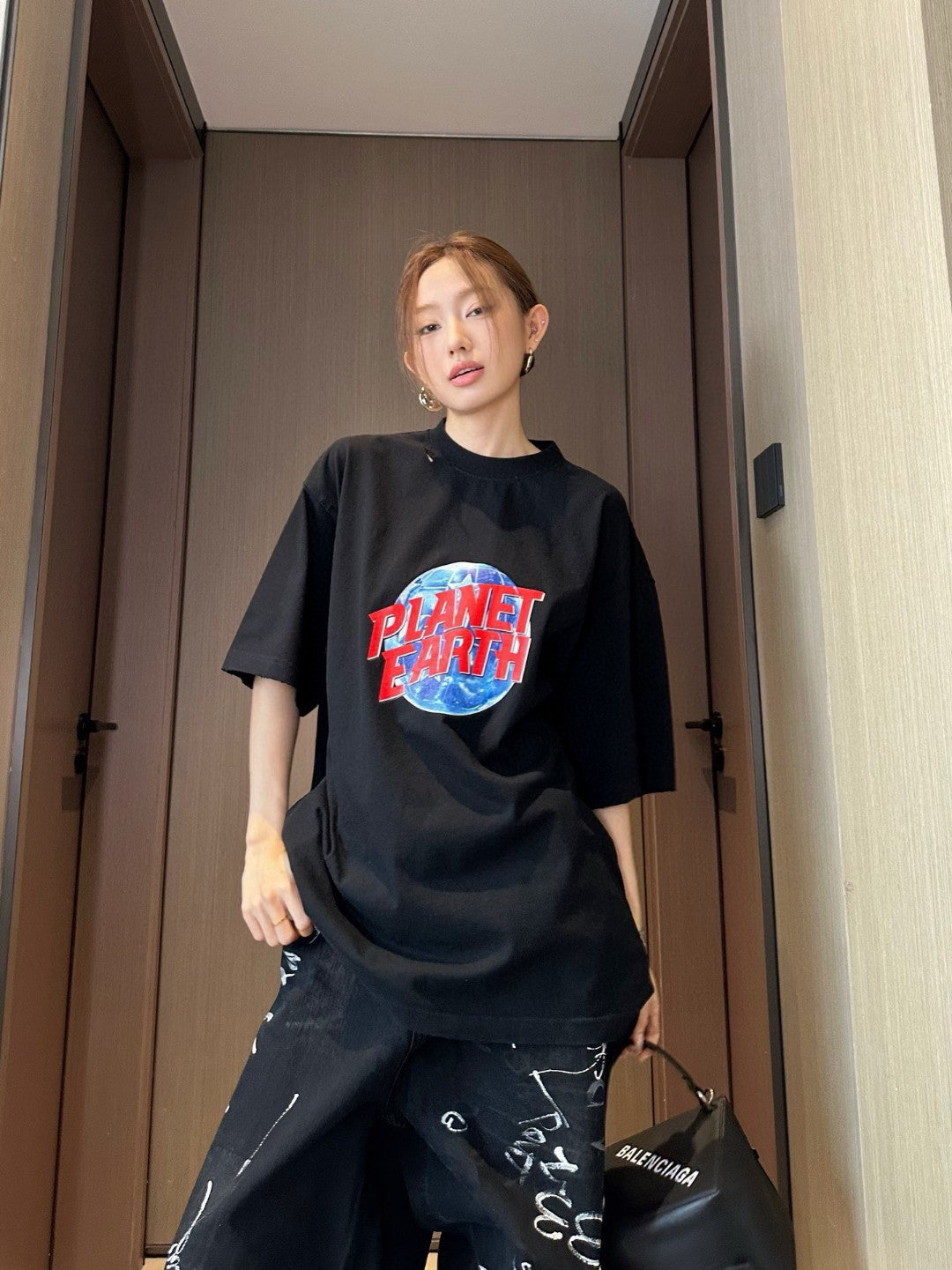 Balenciaga Planet Earth Black T-Shirt