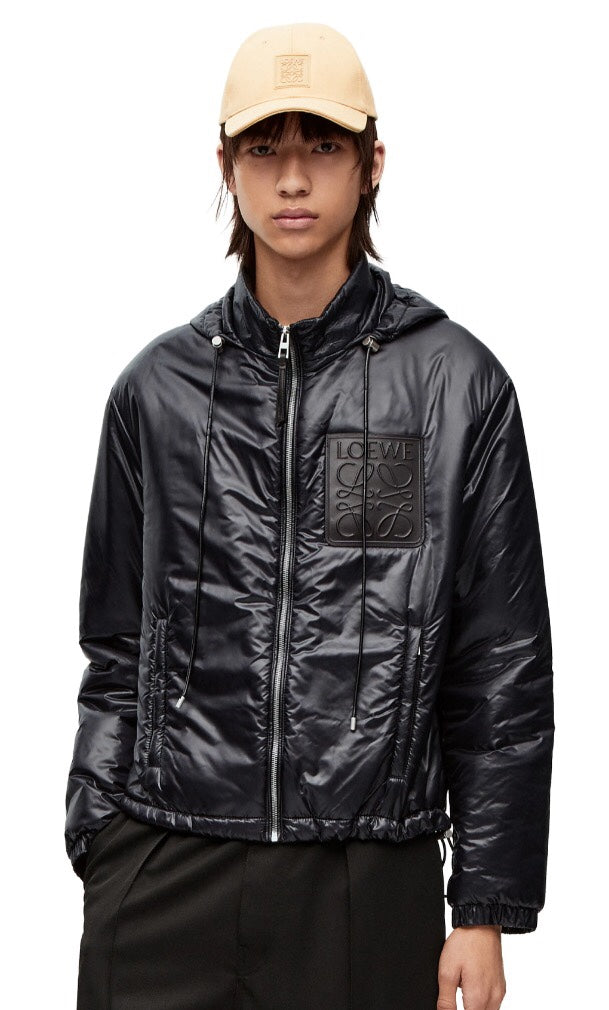 Loewe Hooded Puffer Jacket - Shiny Black