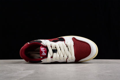 BAPE STA Low Top Sneakers in Red, White, and Black