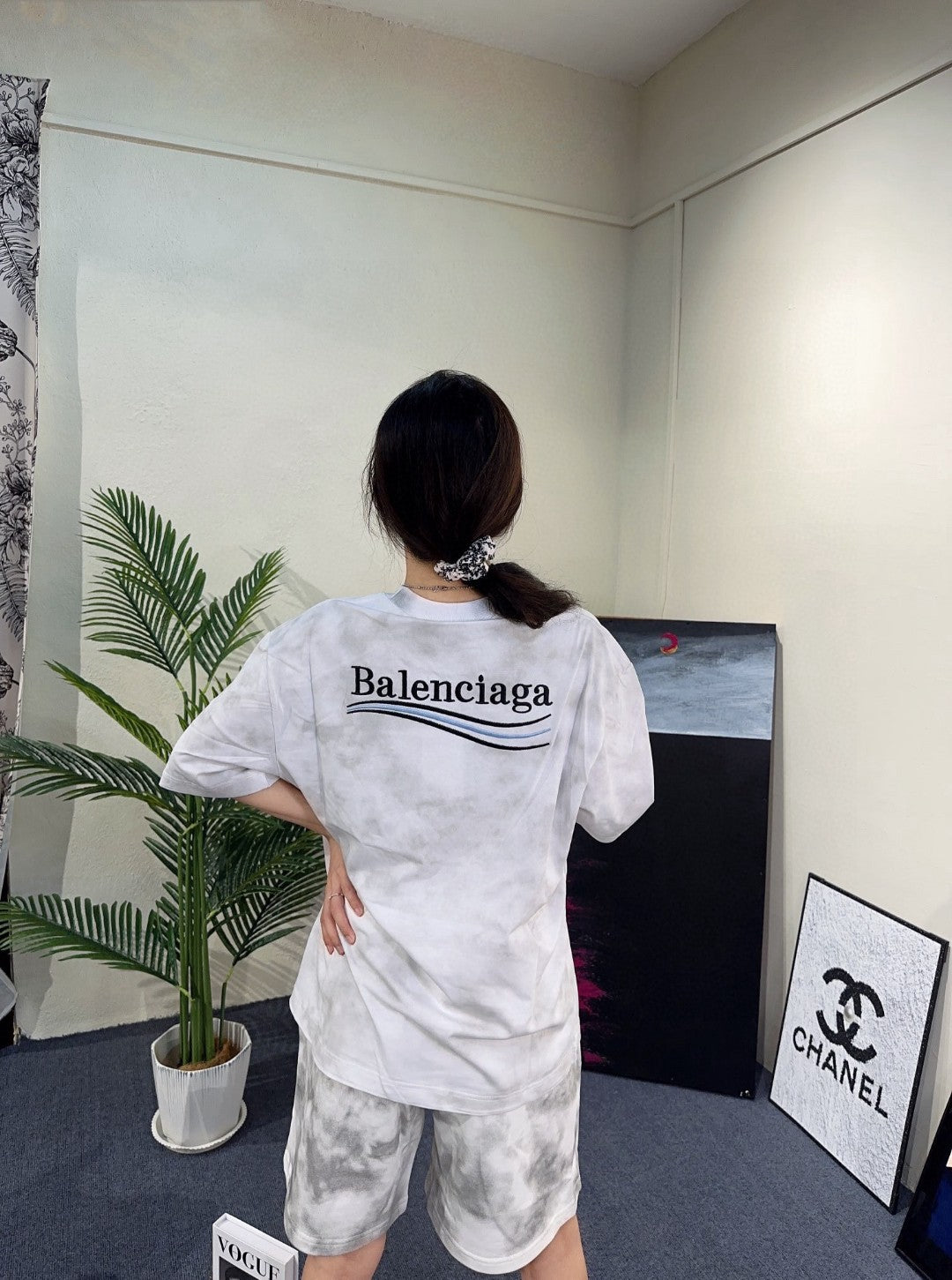 Balenciaga White Tie-Dye T-Shirt