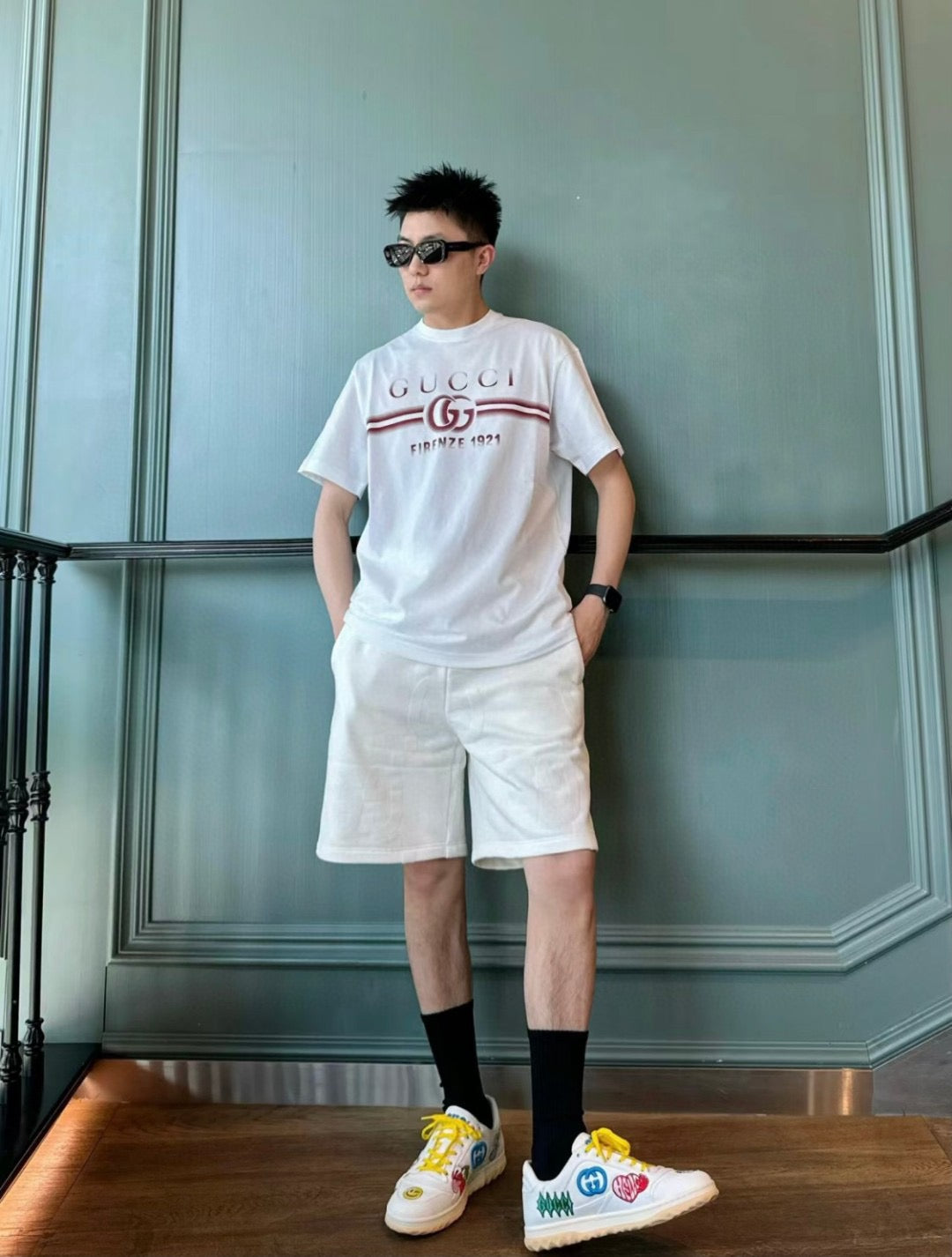 Gucci White T-Shirt with Firenze 1921 Logo