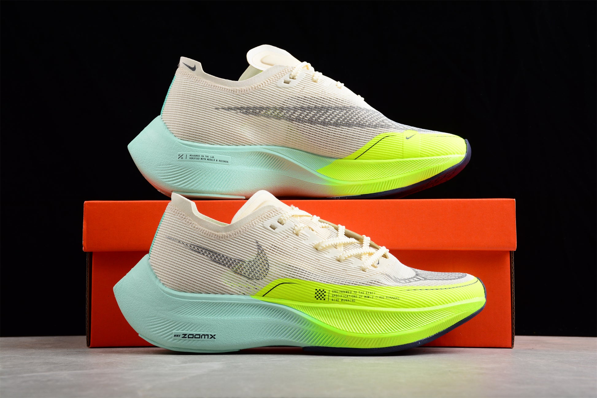 ZoomX Vaporfly NEXT% 2 Cream，Neon Green and Teal