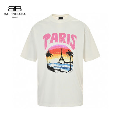 Balenciaga White T-Shirt with Paris Graphic