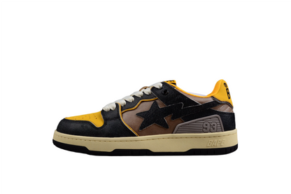 BAPE STA Low Top Sneakers in Black and Yellow