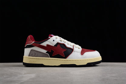 BAPE STA Low Top Sneakers in Red, White, and Black