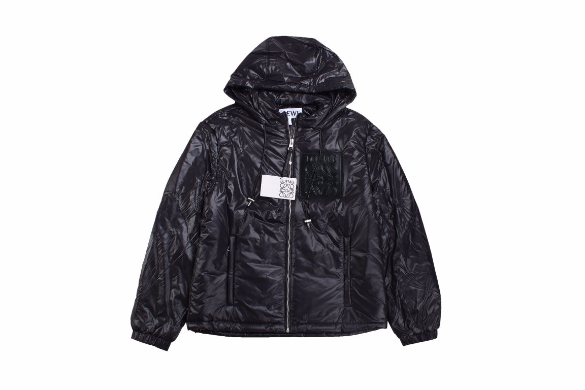 Loewe Hooded Puffer Jacket - Shiny Black Primereps