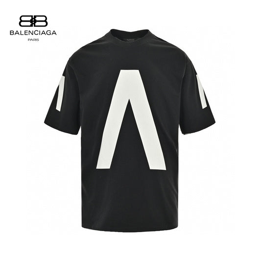 Balenciaga White Logo Graphic T-Shirt (Black) Primereps