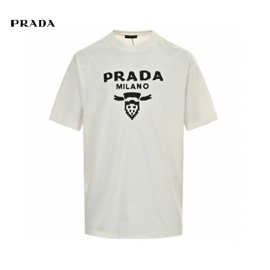 Prada Milano White Emblem T-Shirt Primereps