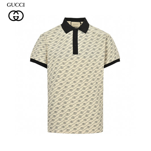 Gucci Beige GG Pattern Polo Shirt Primereps