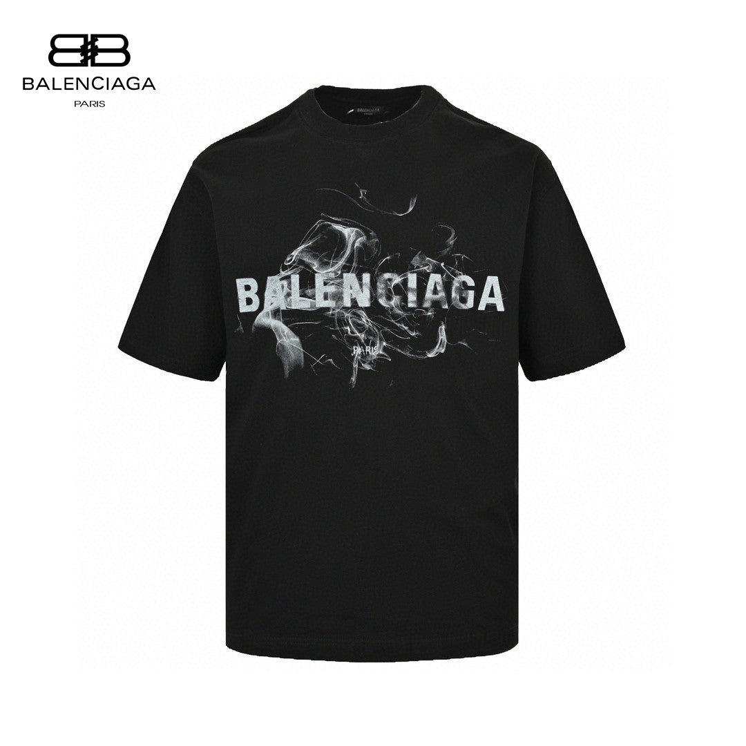 Balenciaga Smoke Print Logo T-Shirt (Black) Primereps