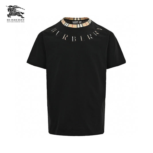 Burberry Check Collar Black T-Shirt Primereps