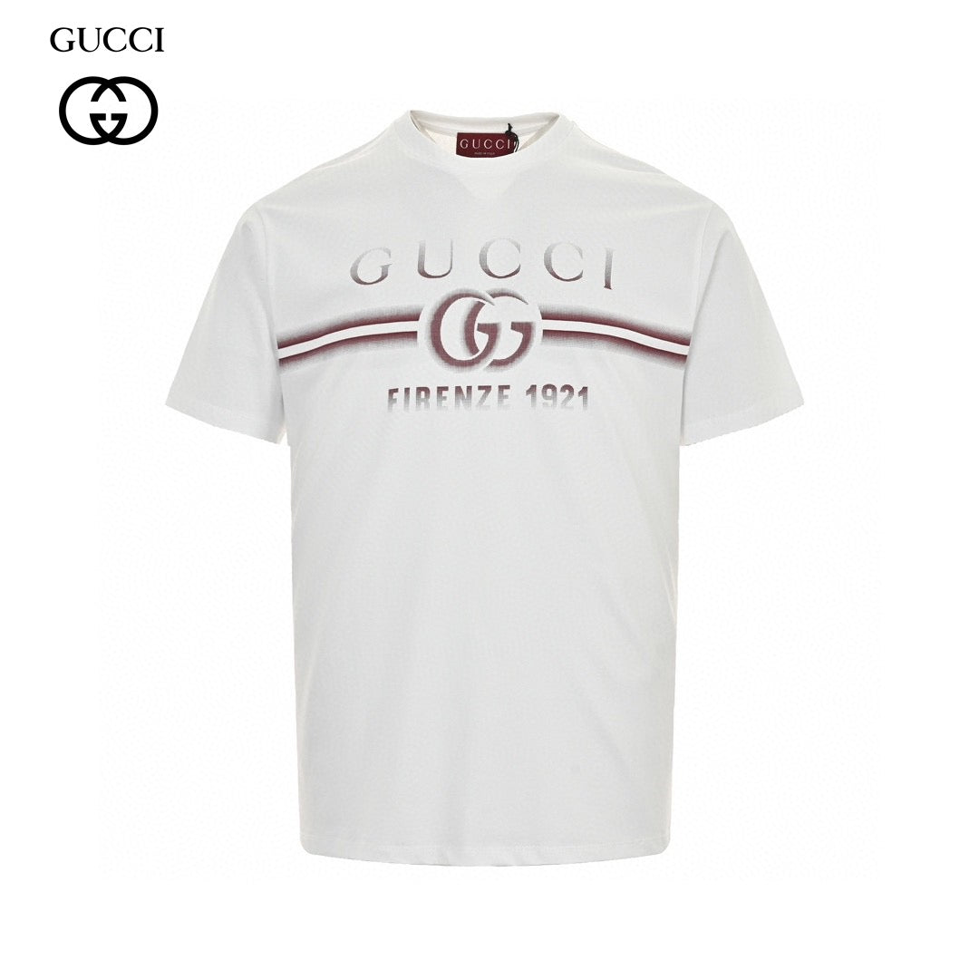 Gucci White T-Shirt with Firenze 1921 Logo Primereps