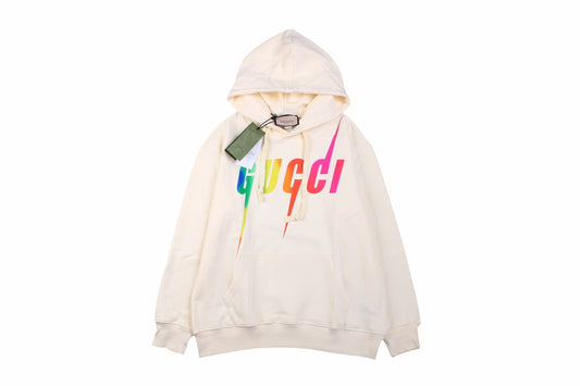 Gucci Rainbow Logo Hoodie - Cream Primereps