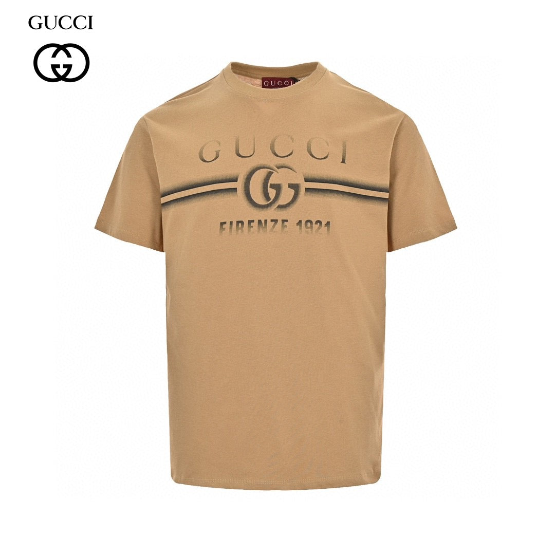 Gucci Tan T-Shirt with Firenze 1921 Logo Primereps