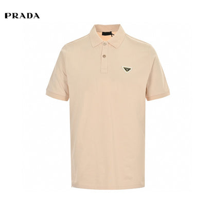 Prada Logo Patch Beige Polo Shirt Primereps