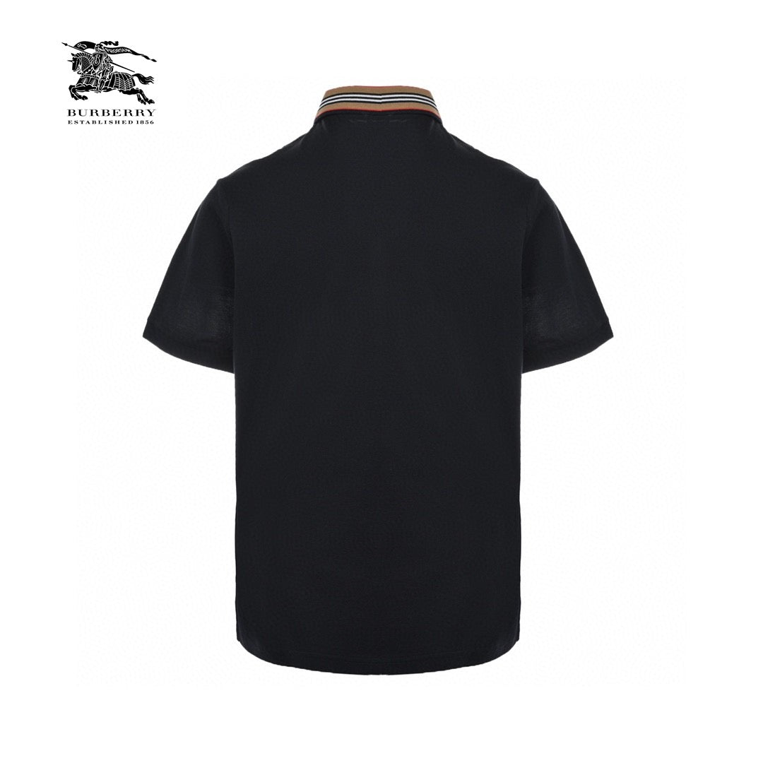 Burberry Striped Collar Black Polo Shirt