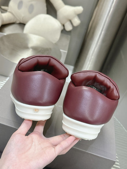 Rick Owens Burgundy Low-Top Sneakers