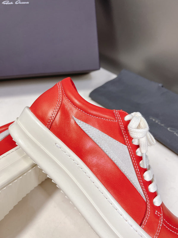 Rick Owens Low-Top Sneakers - Red Leather