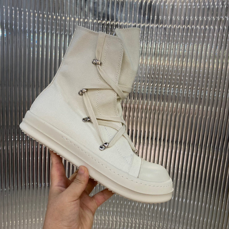 Rick Owens High-Top Canvas Boots - Cream