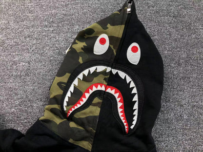 BAPE GREEN CAMO FULL ZIP HOODIE BLACK