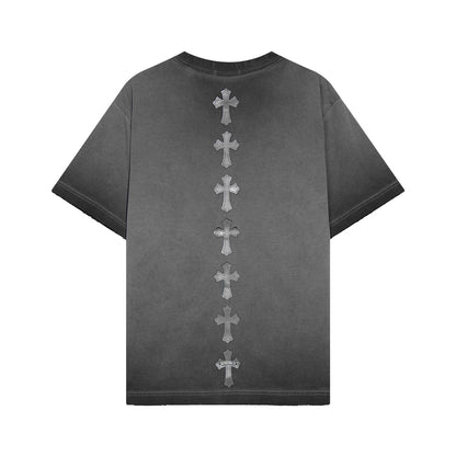 CHROME HEARTS CROSS PATCH T-SHIRT WASHED GREY