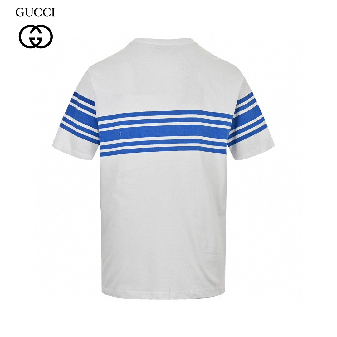 Gucci GG Blue Stripe White T-Shirt