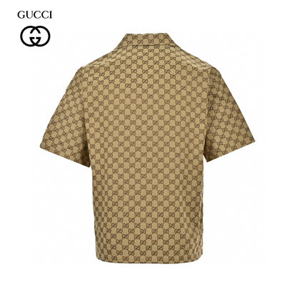 Gucci GG Monogram Beige Short Sleeve Shirt